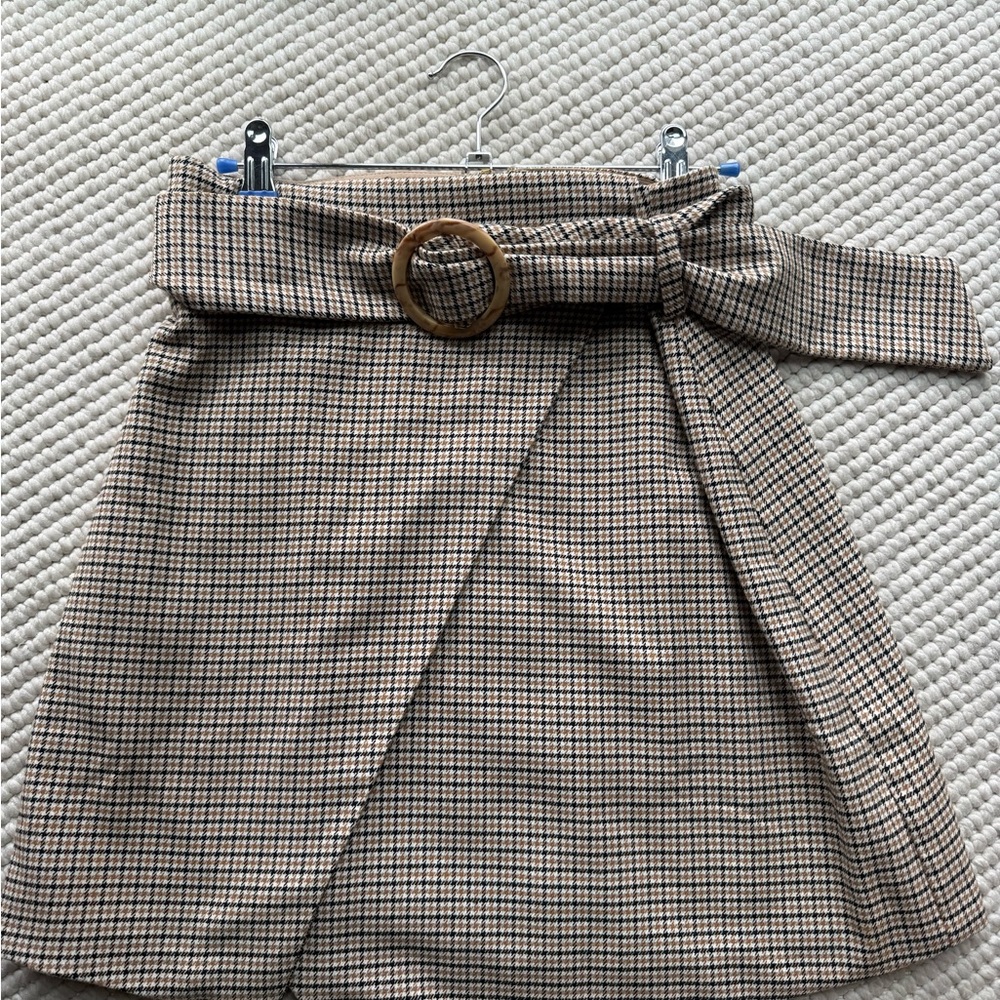 REVOLVE Asymmetrical Checkered Skirt with Belt